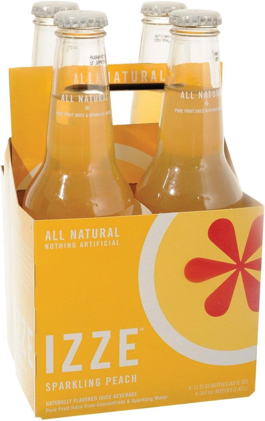 IZZE Sparkling Peach Juice 4 bottle X 12 oz (Pack of 6