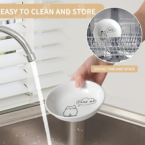 Miniatura 5 de HAPPY KIT 2 piezas Cuencos Pequeños para Gatos, Cuenco de Comida para Gatos de 5 Pulgadas para Gatos de Interior, Lindo Juego de Platos/Plato/Platos