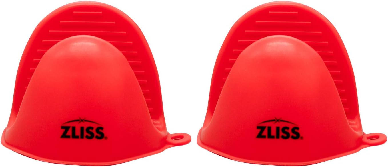 Measuring Cups and Spoons Set incl. Silicone Scraper, Silicone Whisk, Silicone Brush, Silicone Measuring Cups, Silicone Measuring Spoons & 2 Silicone Oven Mitts – Set of 13 – Red