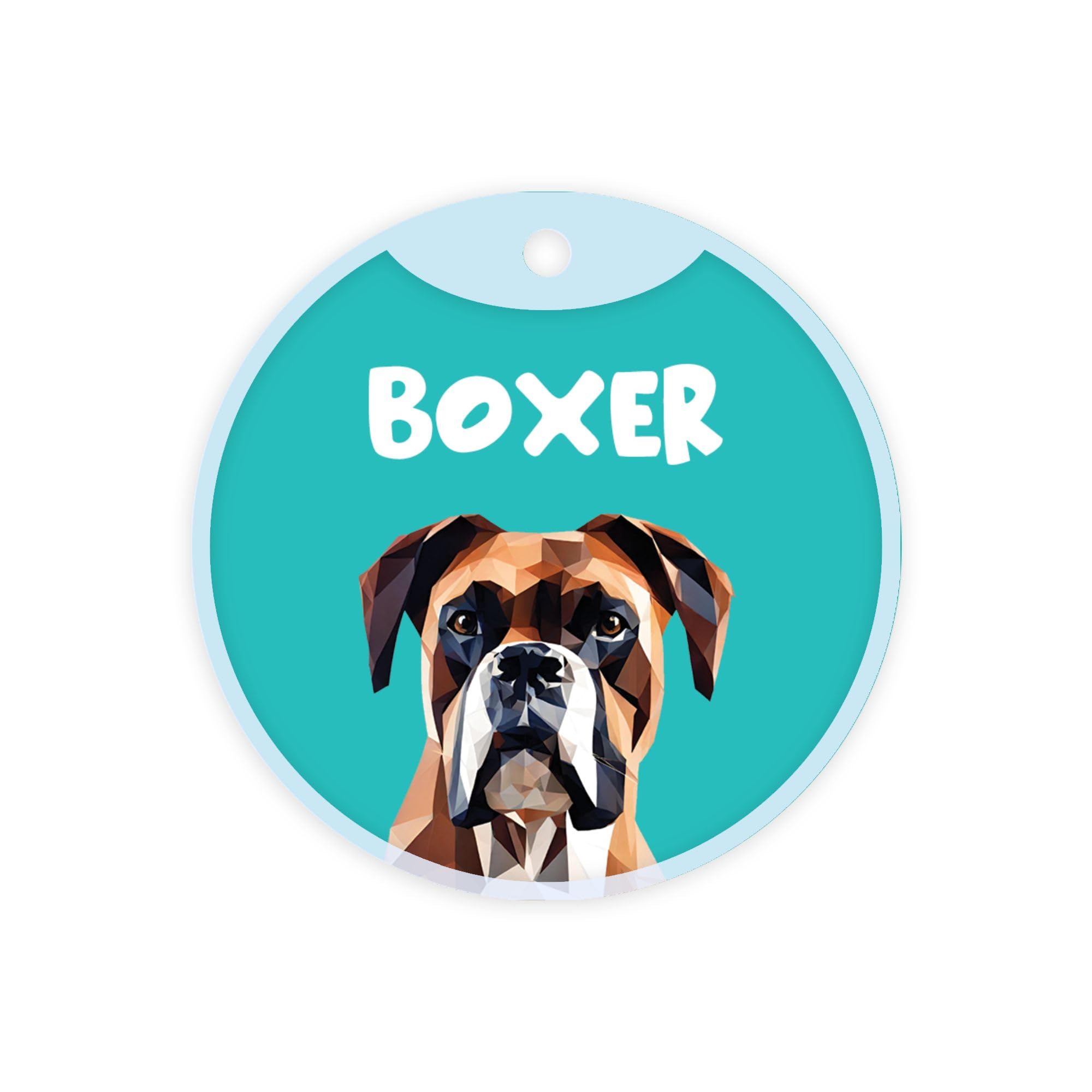 Pawsindia Personalized Dog Name Tag, Customized Pet ID Tag for Dogs with Double Side Waterproof Print, Breed Collection, (Teal, Boxer)