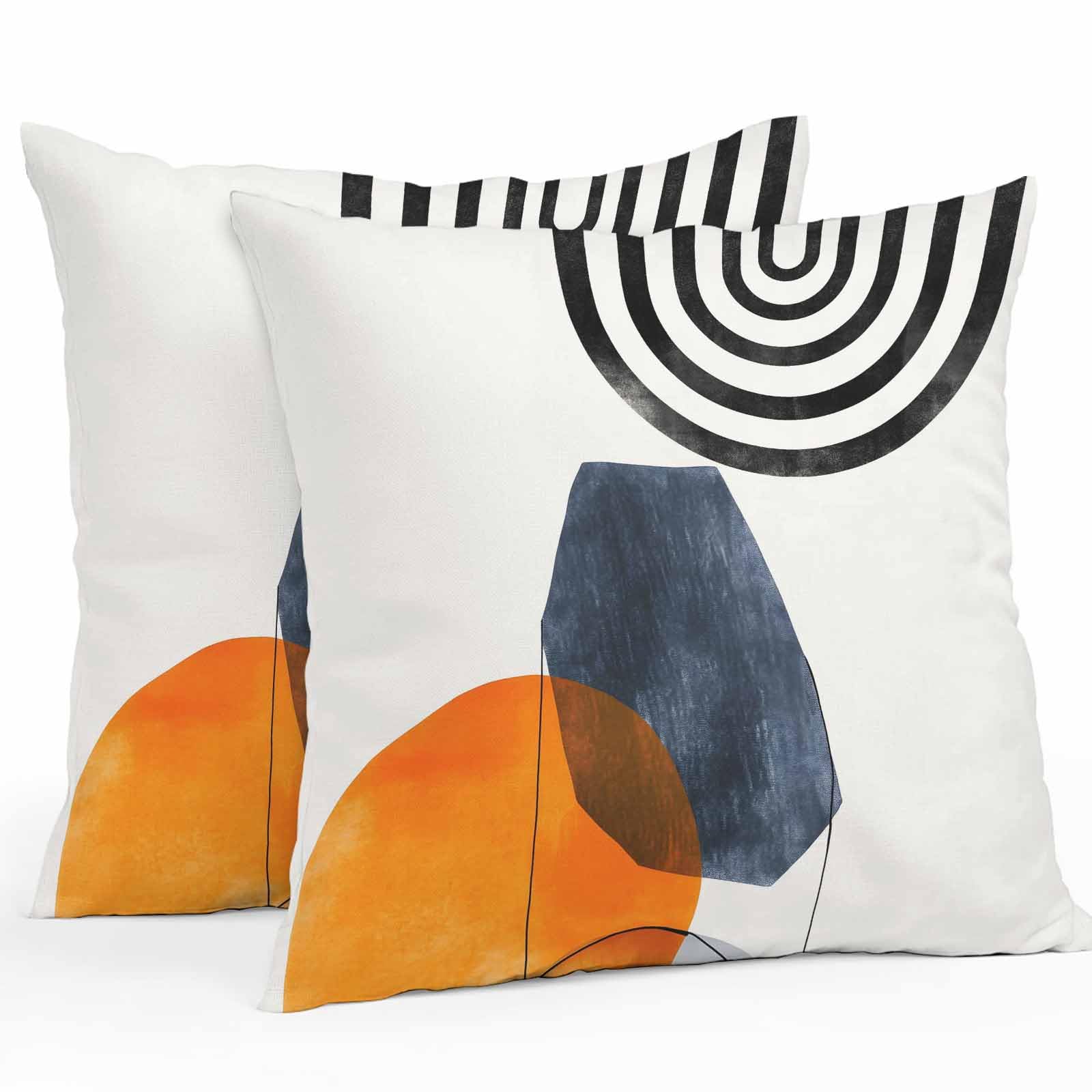 Outdoor Throw Pillow Cover Mid Century Terracotta Sun Boho Curve Lines Waterproof Cushion Covers 2 Pack Watercolor Art Pillow Cases Home Decoration for Patio Garden Couch Sofa