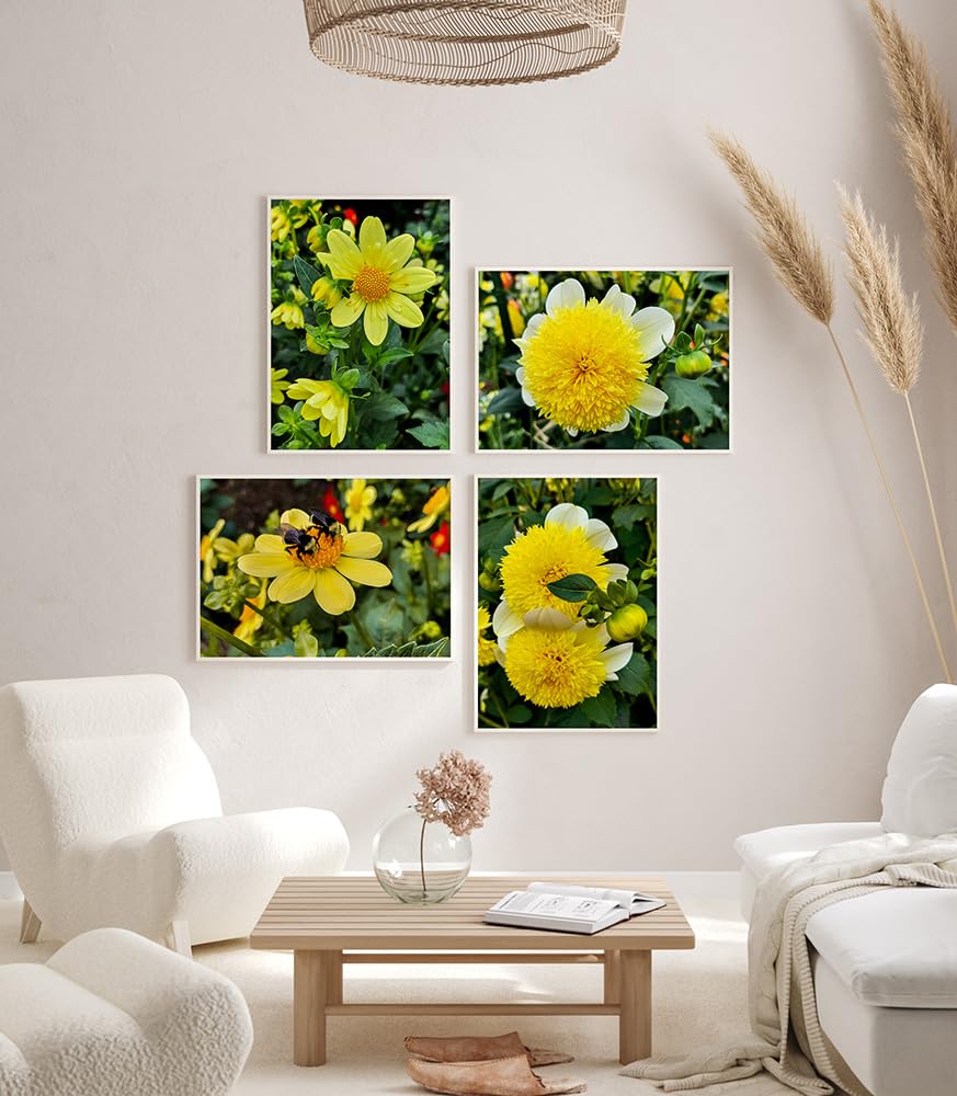 The Virtue of God Floral Photographic Prints (Not Framed), Set of 4 Vertical & Horizontal Pictures of The Summer Flowers Blooms, Wall Fine Art/ Decor, Canvas Print Sizes 8 x 10 to 16 x 20 inch. (10 x