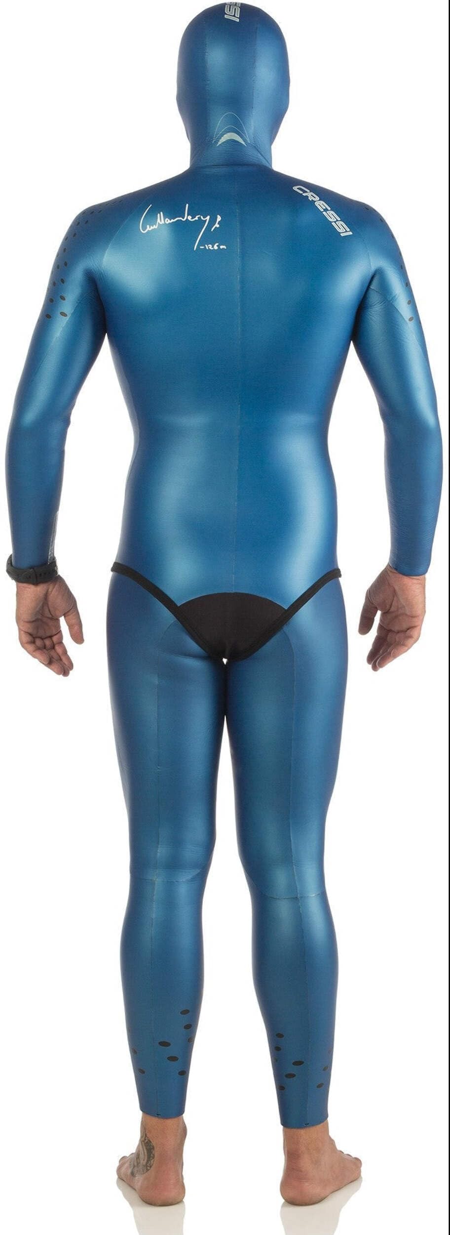 Cressi Free Man Wetsuit 3,5 mm - męski kompletny kombinezon do nurkowania swobodnego, neopren 3,5 mm, metaliczny niebieski, gładki na zewnątrz/otwarta komórka wewnątrz