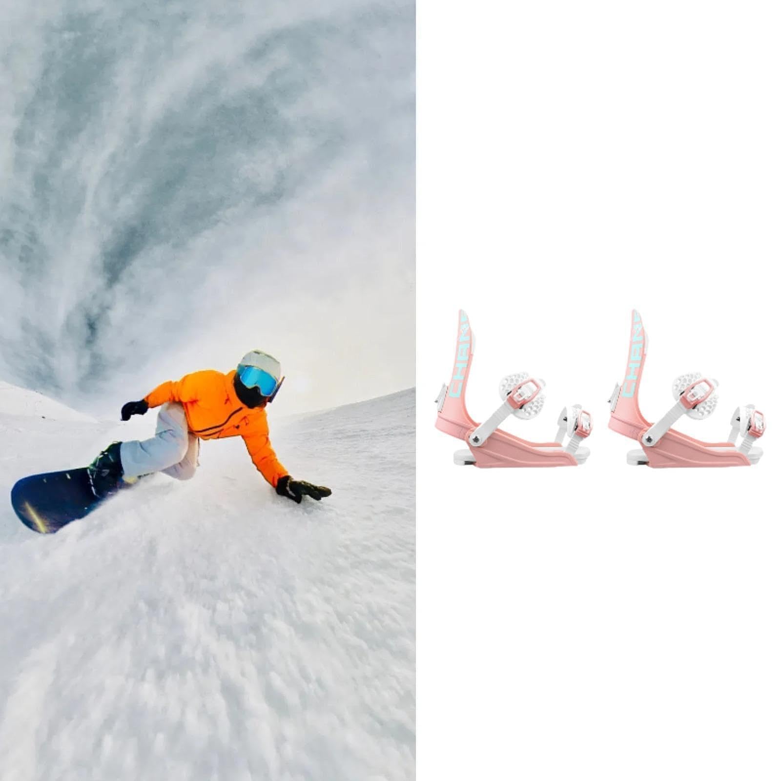 Yiju Snowboard Bindings Mens Women Skiing Equipment Adjustable Easy to Use Supplies Beginner Replacement Snowboard Gear, Pink M