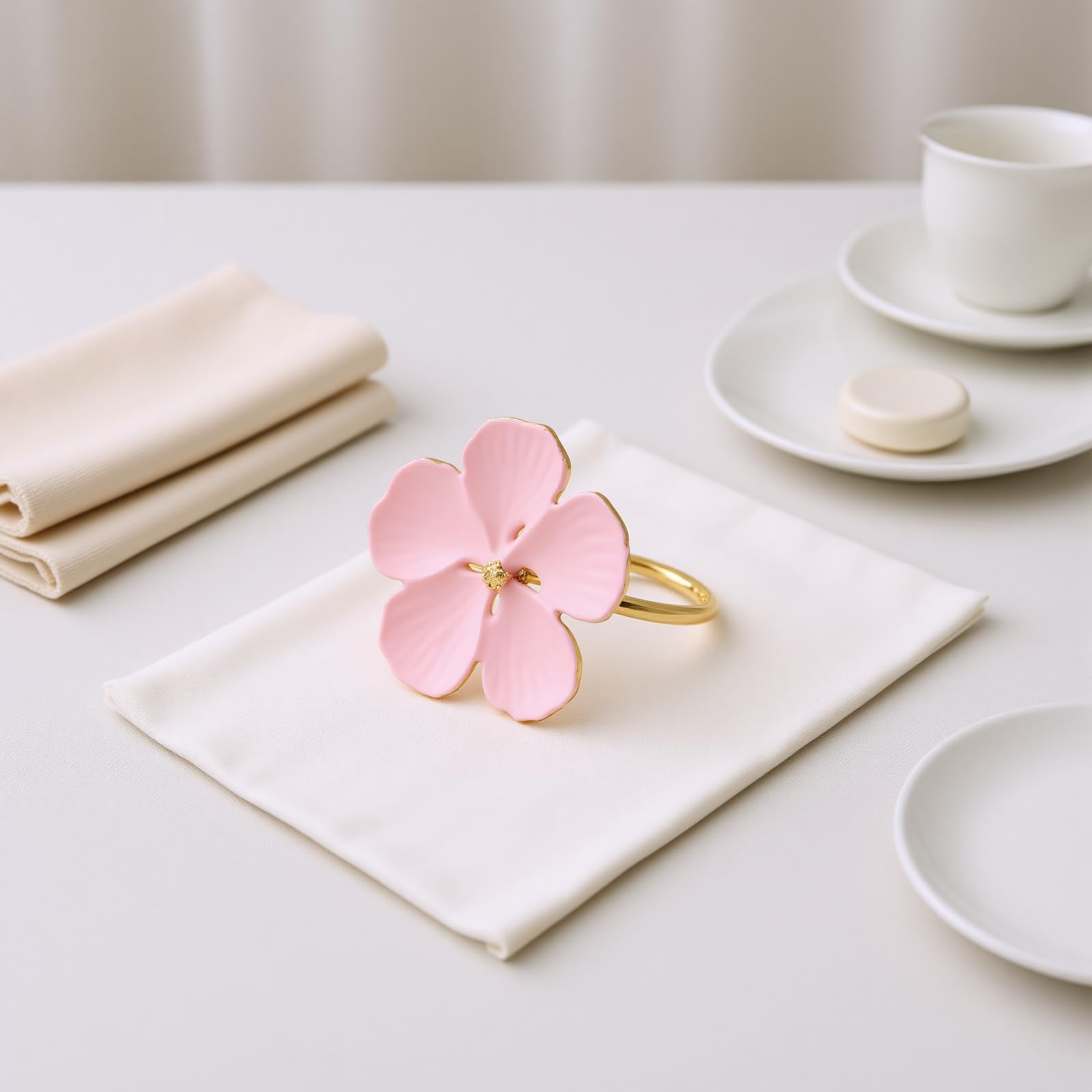 Portatovaglioli Floreali Anelli Portatovaglioli in Lega di Fiori Delicati Decorazioni per la Tavola per Feste 6 Pezzi per Cene di Nozze (Roseo)