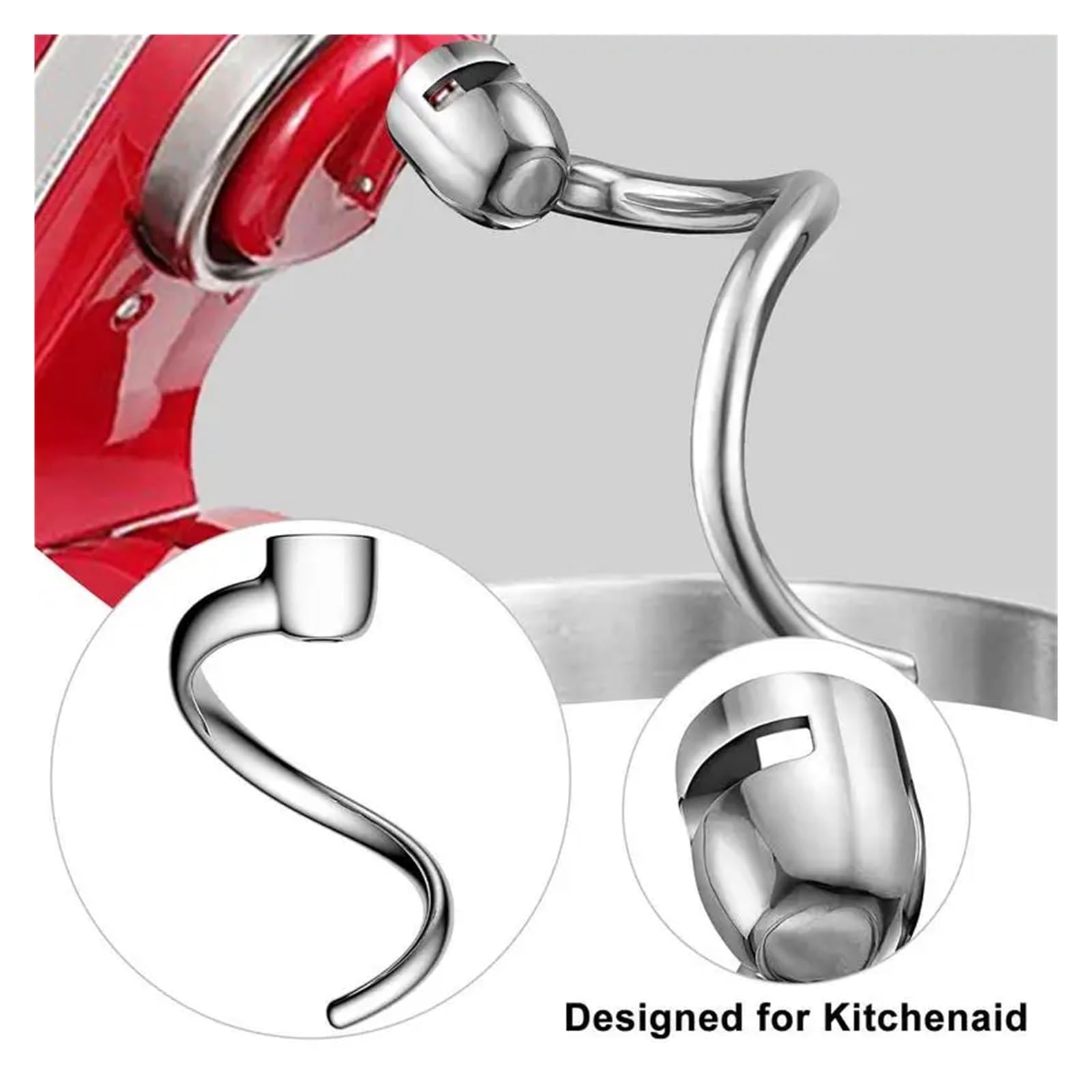 Gancho de Masa de Metal Compatible con Cocina KSM150 K45 K45SS KSM90 5QT 4.5QT Cabeza inclinable W10674618 Crochet