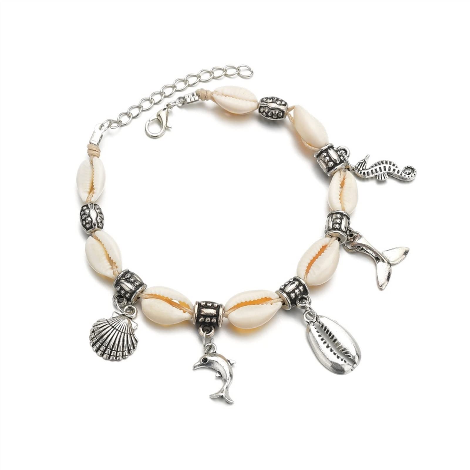 Pulseras De Tobillo con Colgante De Concha De Delfín Vintage Creativo, Tobilleras Ajustables para Mujer Tobilleras para Mujer,