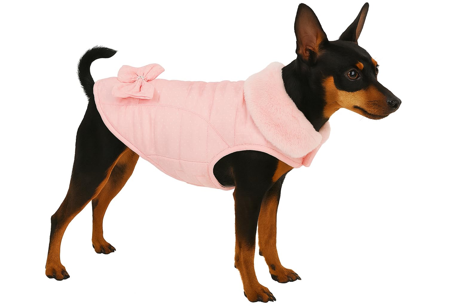 Dog Coat – Guzzi Pink – A:20cm B:26-28cm C:34-38cm – Polyester – Water-Repellent – Soft Fleece Lining – Flamingo
