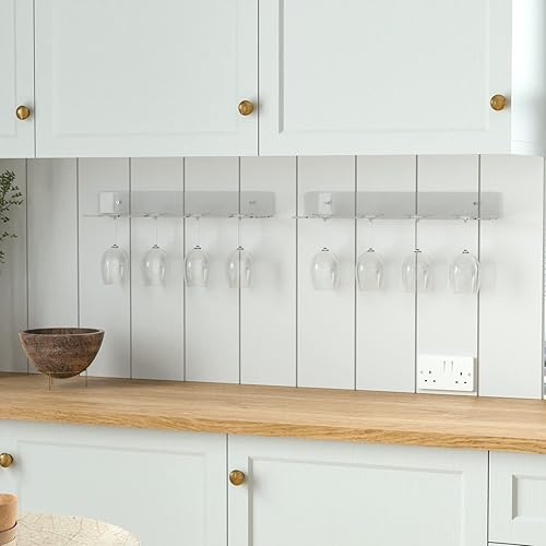 Miniatura 7 de Clear Acrylic Under Cabinet Wine Glass Holder, Wall Wine Glass Storage Shelves, Stemware Wall Rack (4 Glasses 2 Pack)