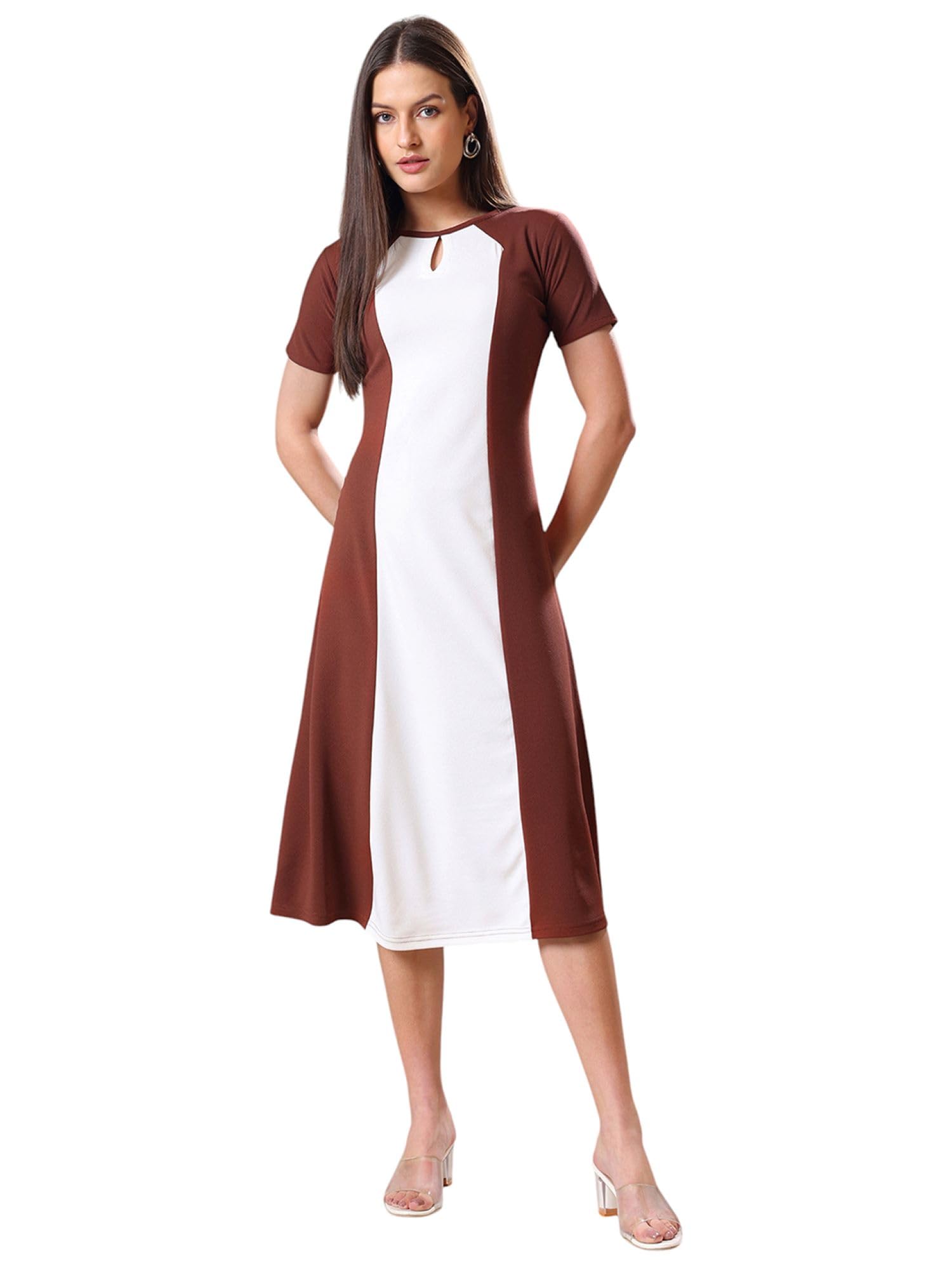 Purvaja Womens A-Line Midi Dress (Bely-179_Brown_Xx-Large)