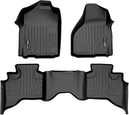SMARTLINER Juego de alfombrillas de suelo de ajuste personalizado, 2 filas, color negro para Dodge Ram 1500 Quad Cab 2009-2012 (2 puertas traseras