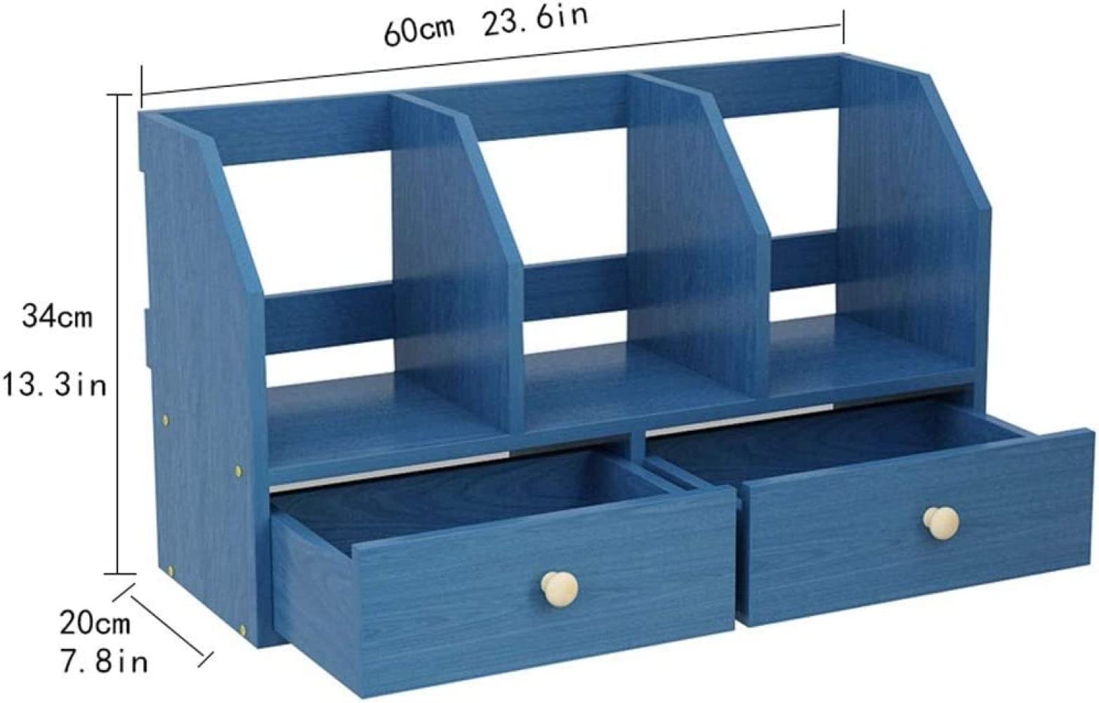 Estantería organizadora de escritorio con 2 cajones, estante de almacenamiento de oficina multicapa para escritorio, estante de exhibición de libros MDF