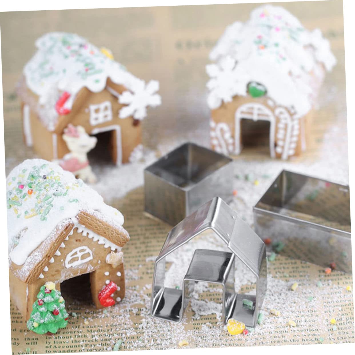 5juegos Molde para Pastel Casa de Jengibre Mini para Galletas Navideñas Cortador de Galletas DIY para Hornear