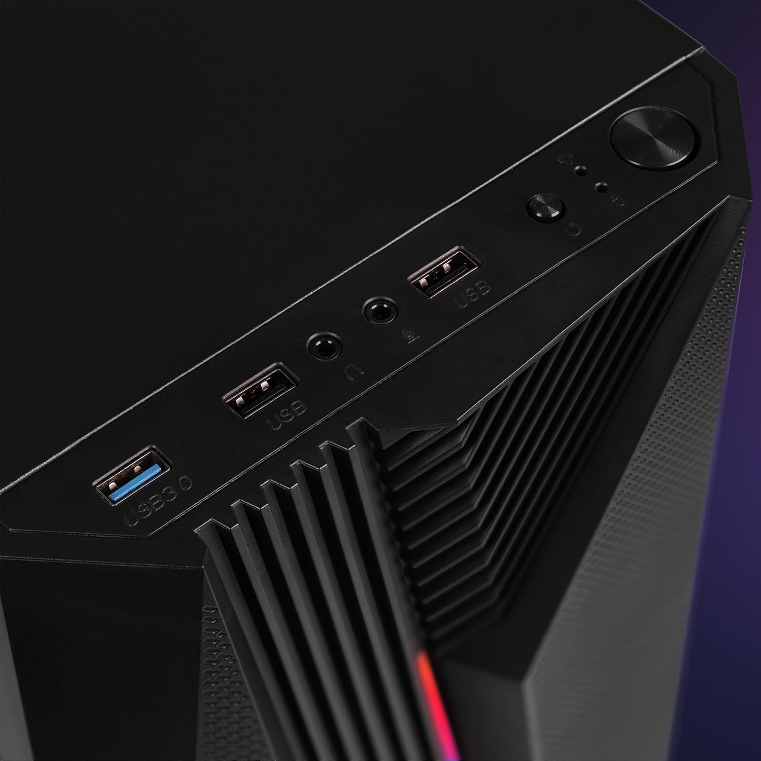 Vibox VTX-1 Boîtier de jeu PC ATX, panneau latéral en verre trempé, ventilateur RVB de 120 mm, noir