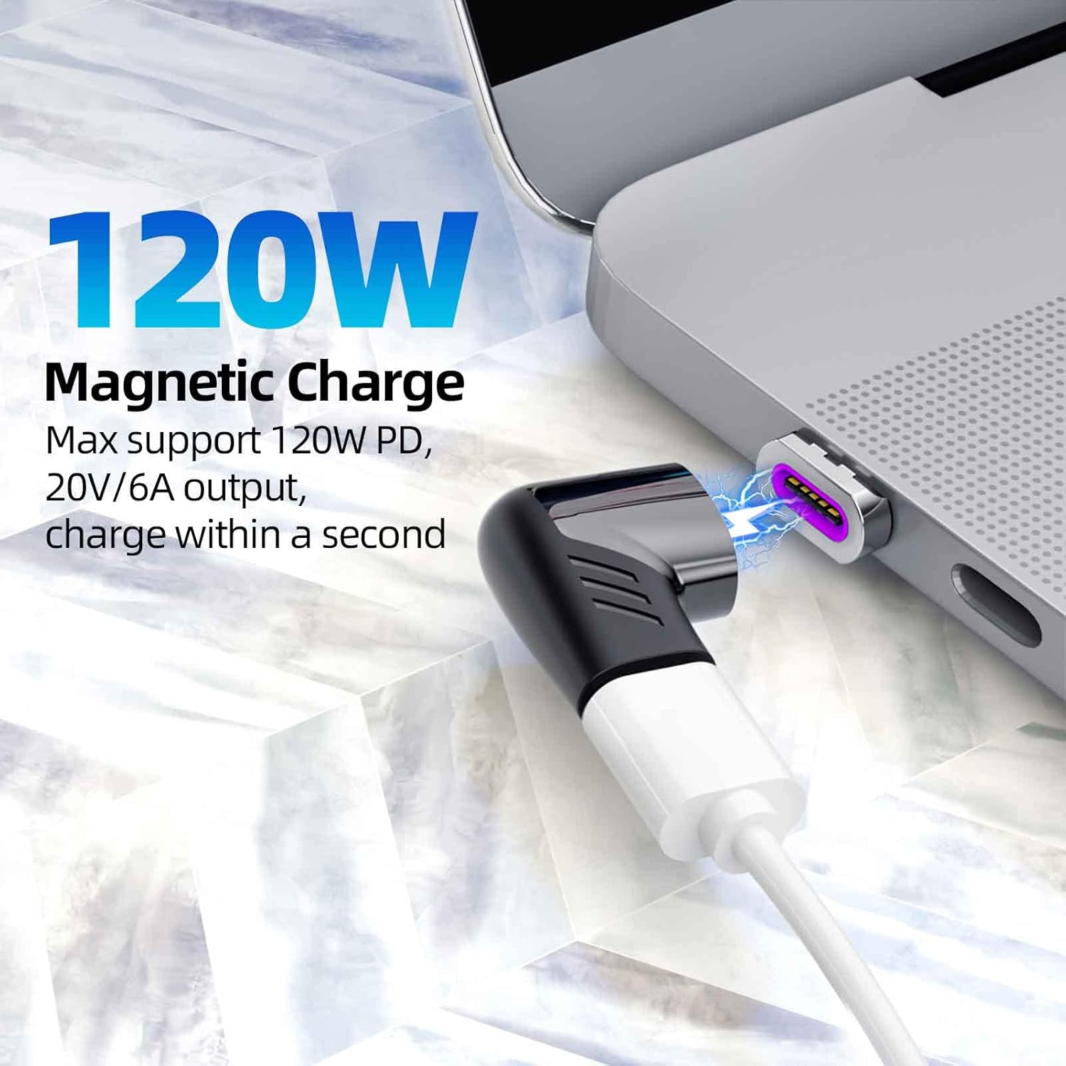 Sisyphy USB C Magnetic Adapter (Black, 5 Packs), USB2.0 Type C Right Angle Connector with PD 120W Charge and 480Mbps Data Transfer, Compatible for MacBook Pro/Air iPad Pro and More USB C Devices