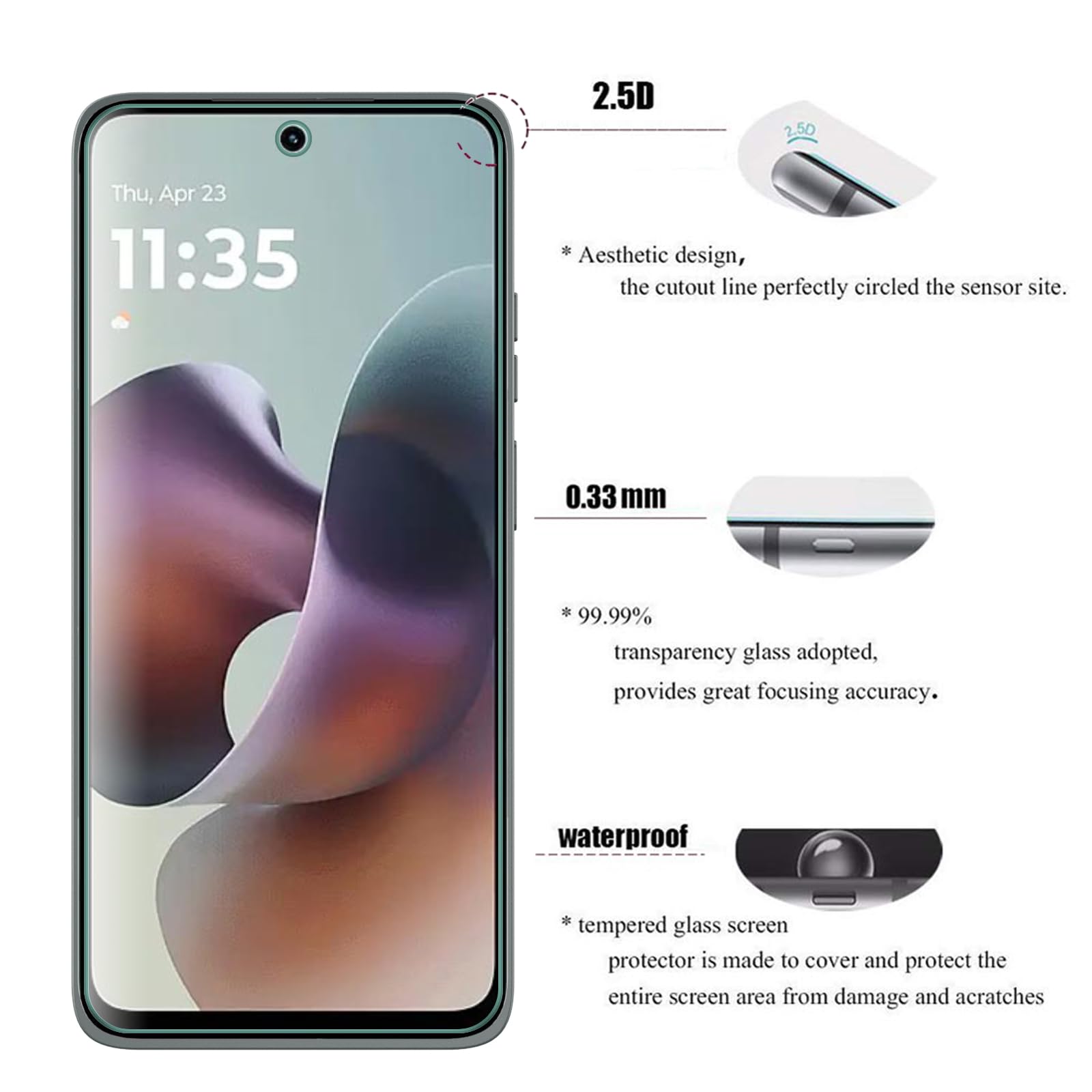 AOKUMA Szkło hartowane Motorola Moto G56, zestaw 2 sztuk, osłona ekranu, wyjątkowo odporna na zarysowania, wysoka rozdzielczość, łatwy montaż