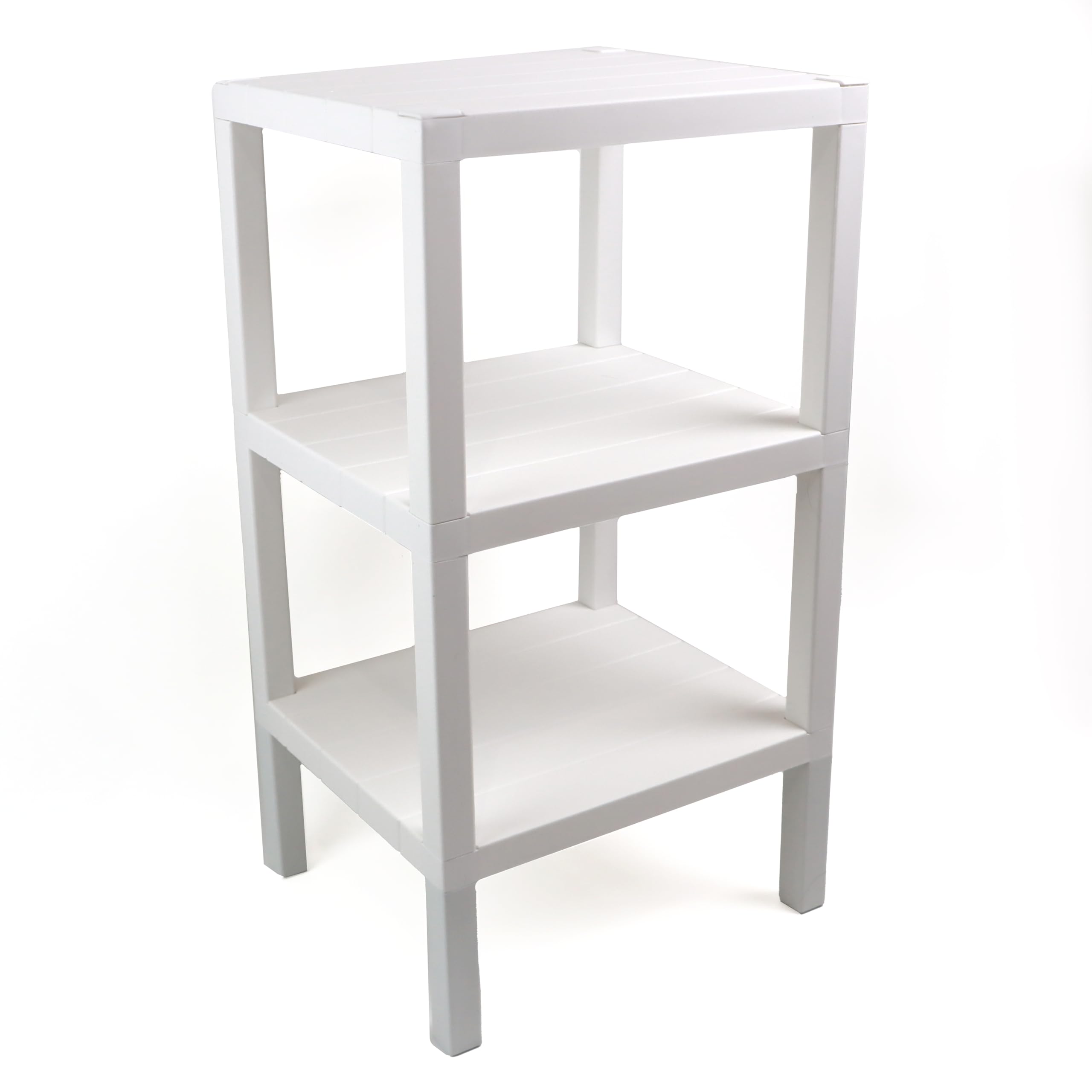 DIVCHI 3 Tier Side End Table Nightstand Coffee Tables Storage Bedside Office Living Room Bedroom Small Narrow Space Sofa Table (White)