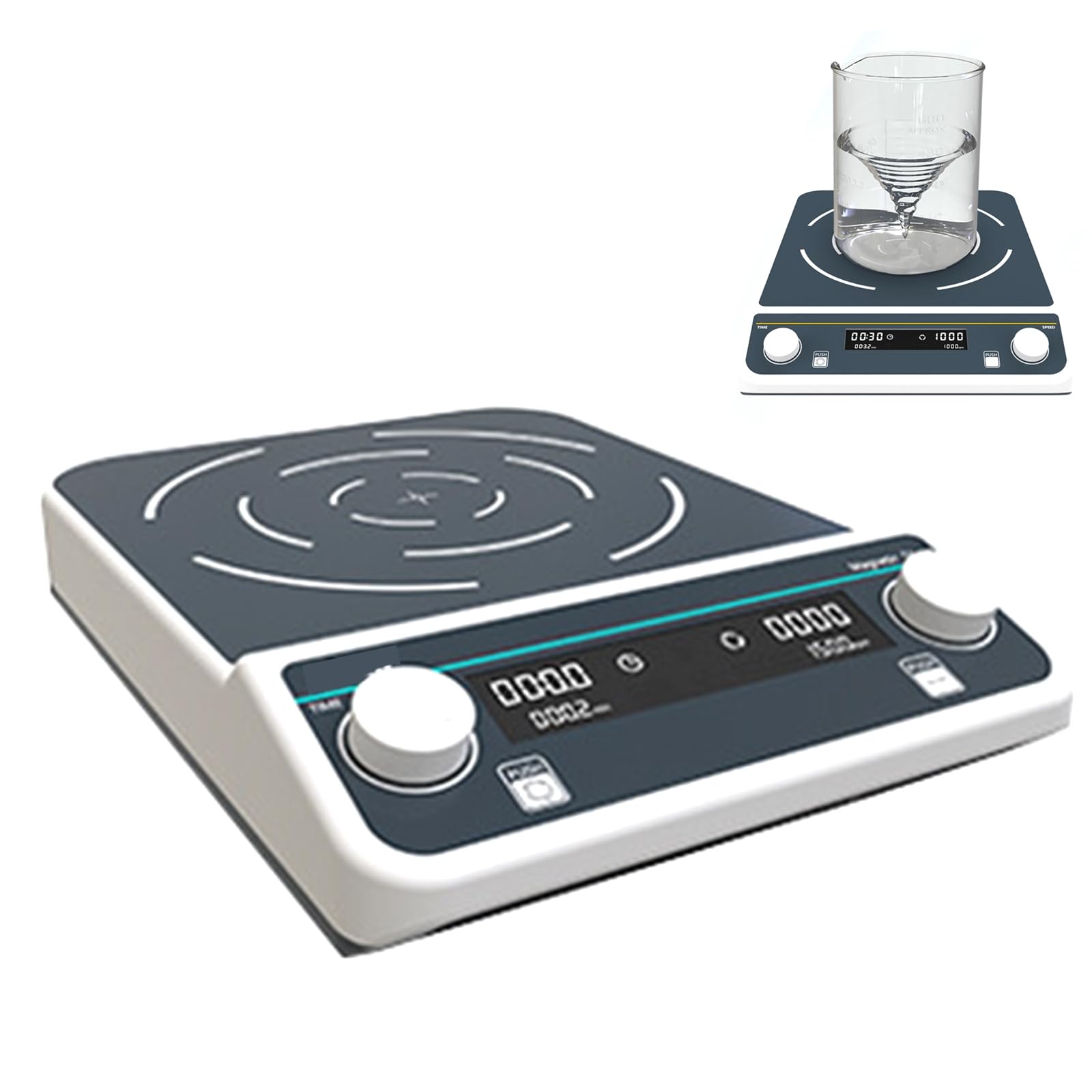 Agitatore Magnetico Grande Capacità 5-50L Display LCD Agitazione Avanti E Indietro Velocità 50-1500 Giri/Min Temporizzazione 1 Min-23h59min Miscelatore Magnetico Agitatore Laboratorio,10L
