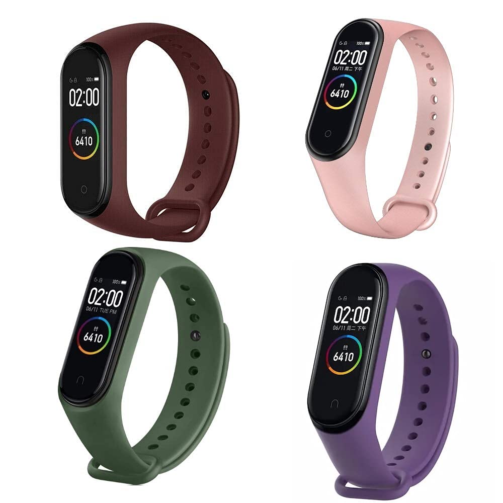Adlynlife Band Strap Compatible with Mi Band 3 / Mi Band 4 Wristband Silicone Strap (Combo, Pack of 4) (Wine-Girlish Pink-Army-Purple) (B09BQFWW71) Amazon Price History, Amazon Price Tracker