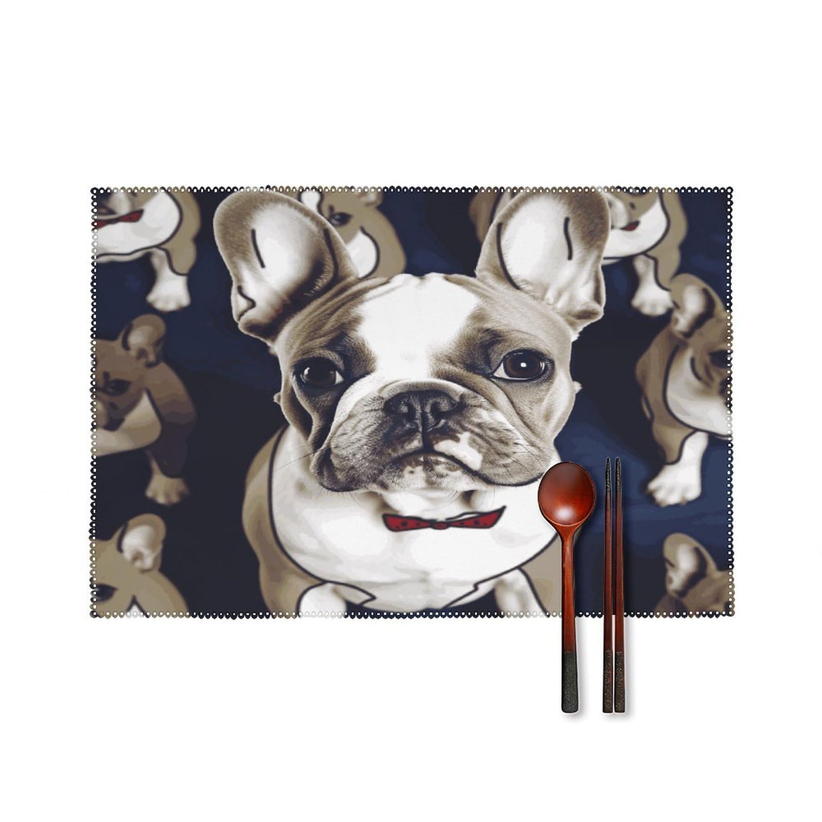 Fekiloot Style Cute French Bulldog Placemats Set Of 6,Table Mat