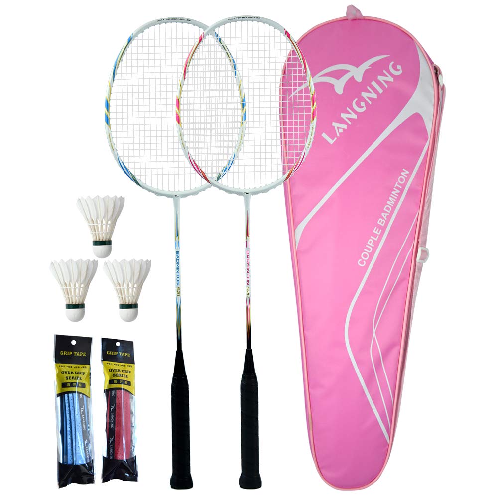 Buy LANGNING 2player badminton racket set, professional ultralight