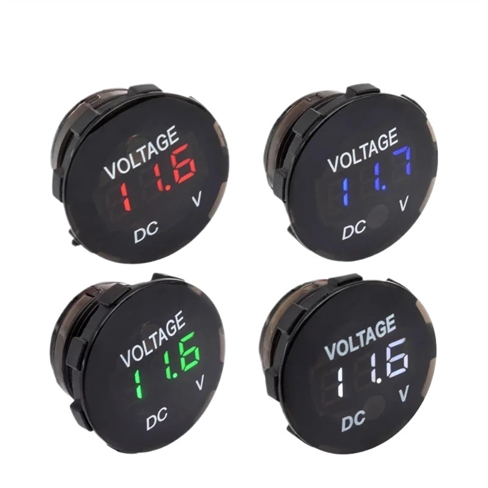 Voltmetro digitale con display a LED, rilevatore di tester di tensione montato su pannello DC 12V 24V (Color : White)