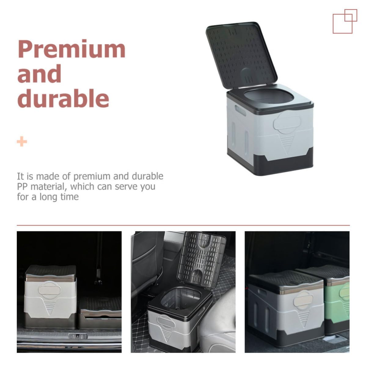 Abaodam Wc Portatile Pieghevole in Pp per Campeggio e Emergenza Buona Capacità di Carico, per Auto e Viaggi Outdoor