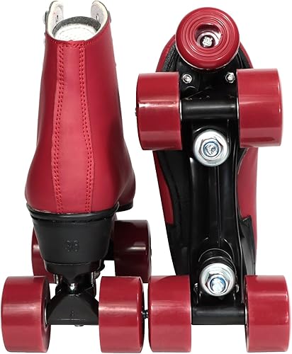 Miniatura 3 de Wiwiy Roller Skates for Women and Men, Derby Roller Skates for Outdoor Indoor, Adjustable Four Shiny Wheel Roller Skates