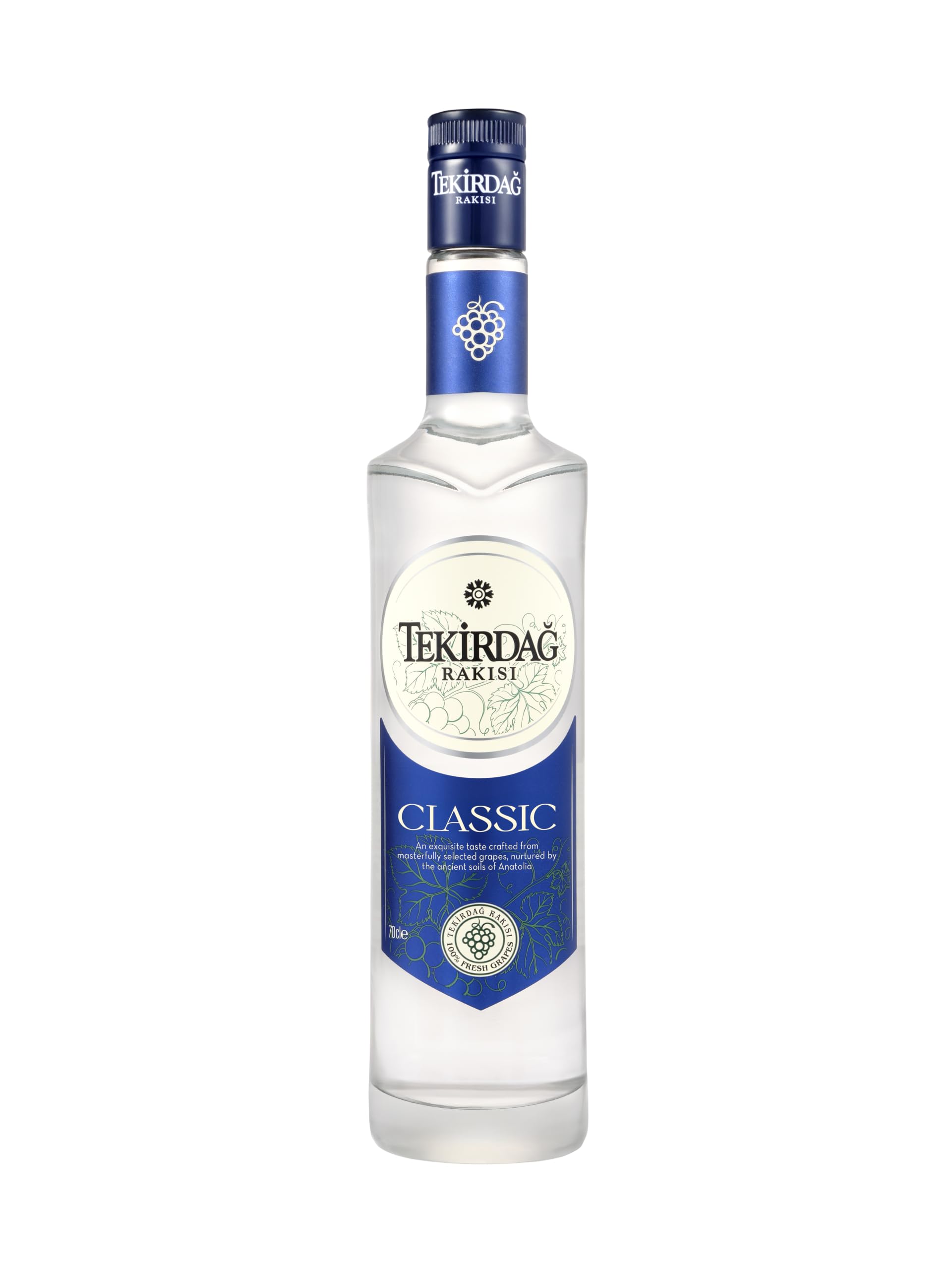 Tekirdağ Rakısı Classic 70cl, 45% ABV, Distilled from 100% Fresh Grapes, Rich yet Smooth Aniseed Spirit, Intended Pair for Cold Mezzes and Meat Dishes, Award-Winning Product, Made in Türkiye