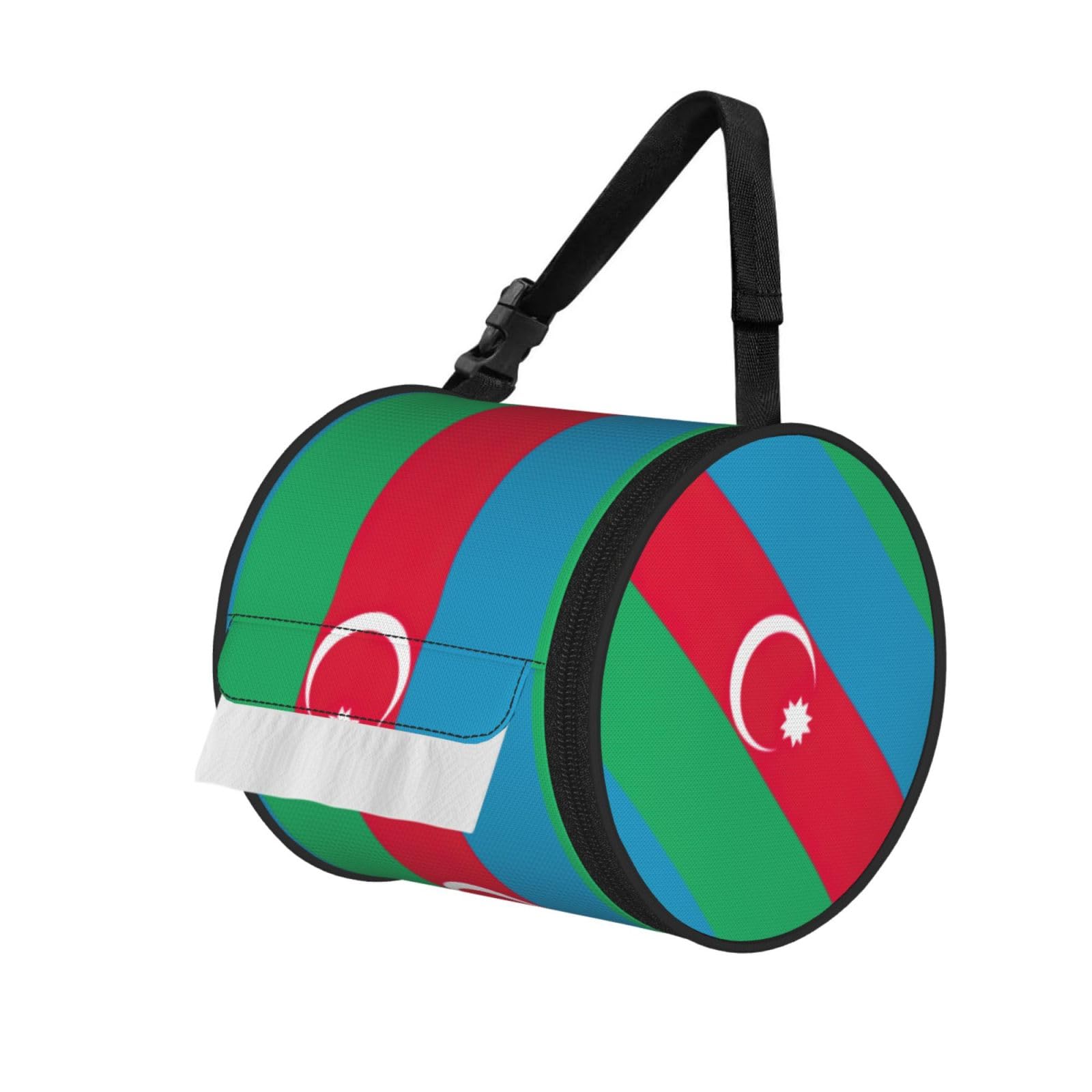 Flag of Azerbaijan Printed Portable Tissue Roll Case, Standard-Size Fit, Oxford Cloth for Wall Camping Backpack