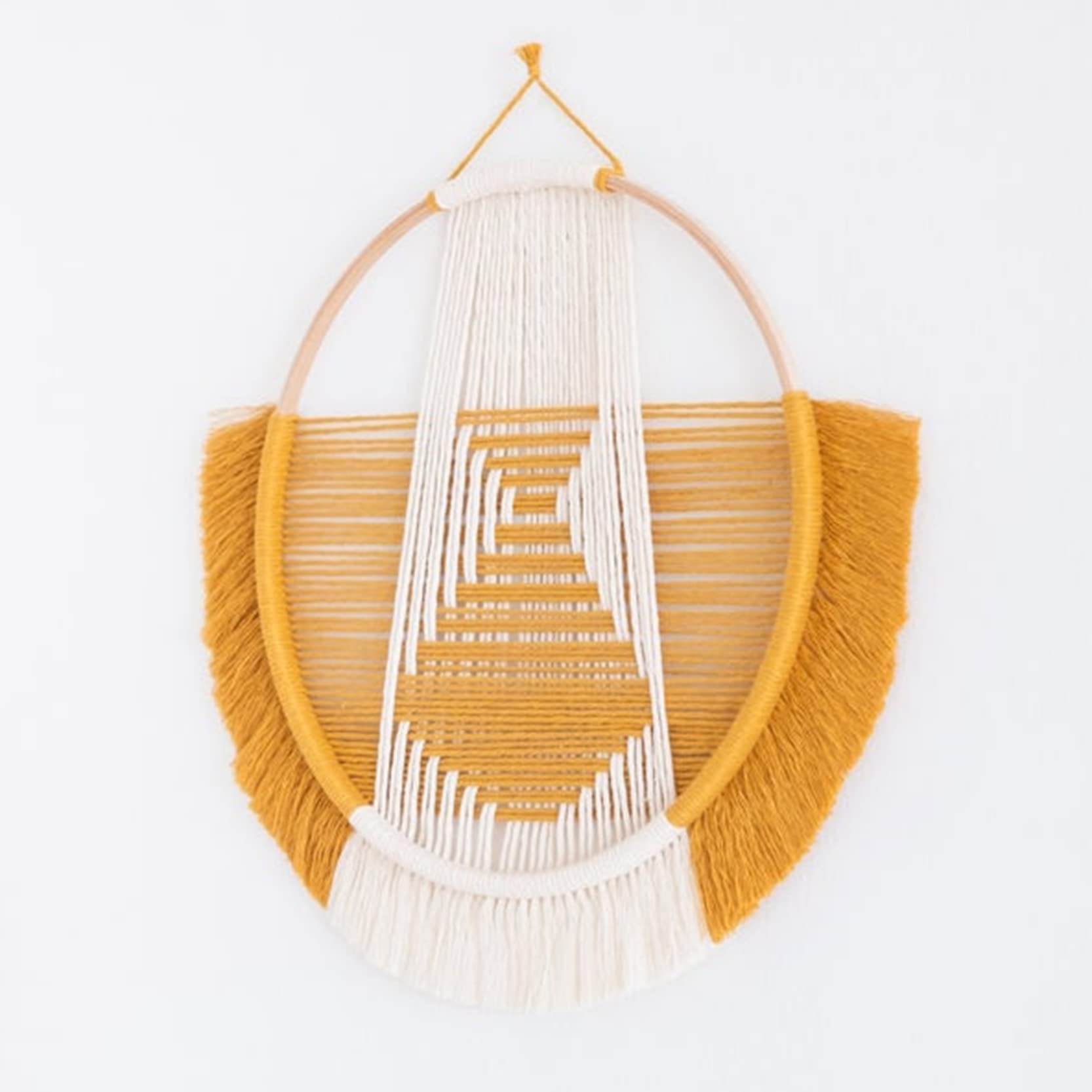 Makramee Wandbehang Durchmesser 30cm Handgefertigter gewebter Wandteppich im japanischen Stil, Makramee Wandteppiche gewebte Wandkunst für Wohnzimmer Dekoration Geschenk,D