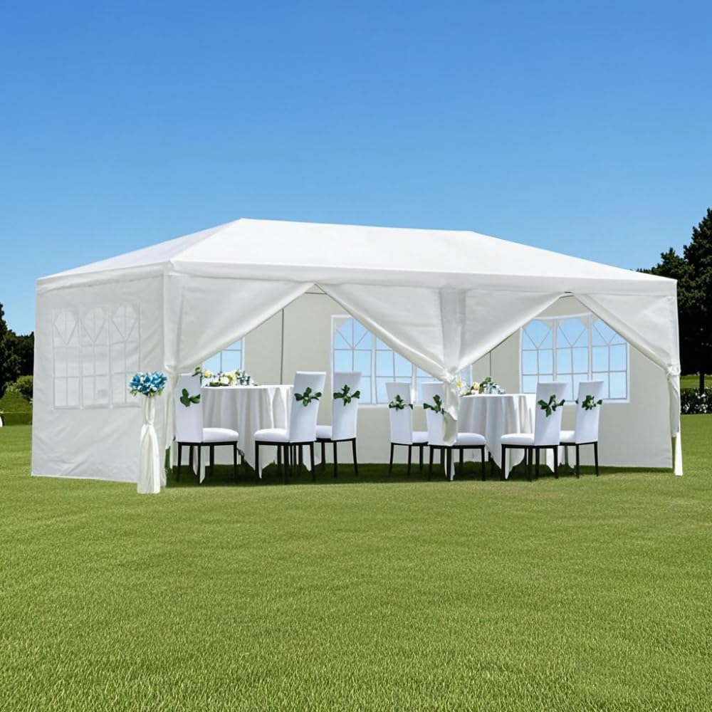 10x20' Outdoor Garden Gazebo Wedding Party Tent Canopy with 6 Removable Sidewalls, Marquee for Events (Old SKU: W2185P192559)