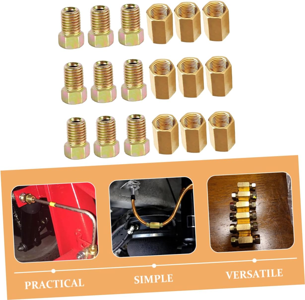 MAGICLULU 18pcs Brake Line Fittings Assortment Threads Complete Repair Kit for Inverted Flare and Easy to Install for Cars and Trucks