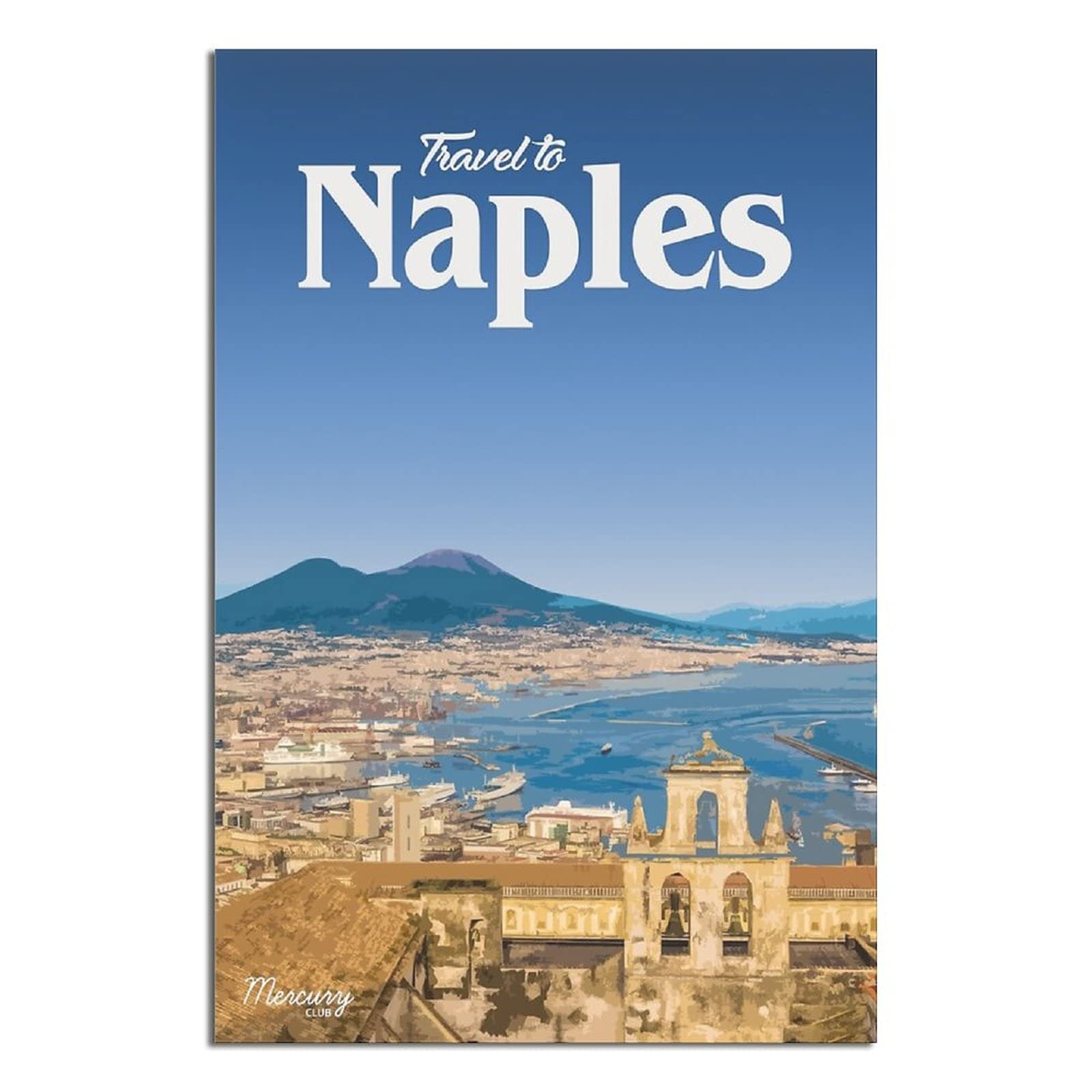 Kziwq T132 Metal Tin Sign Vesuvius Campania Naples Italy Vintage Travel Tin Sign Vintage Rustic Decor Cave Coffee Shop Bar Bedroom Home Wall Decor Nostalgic Tin Sign 15X30cm
