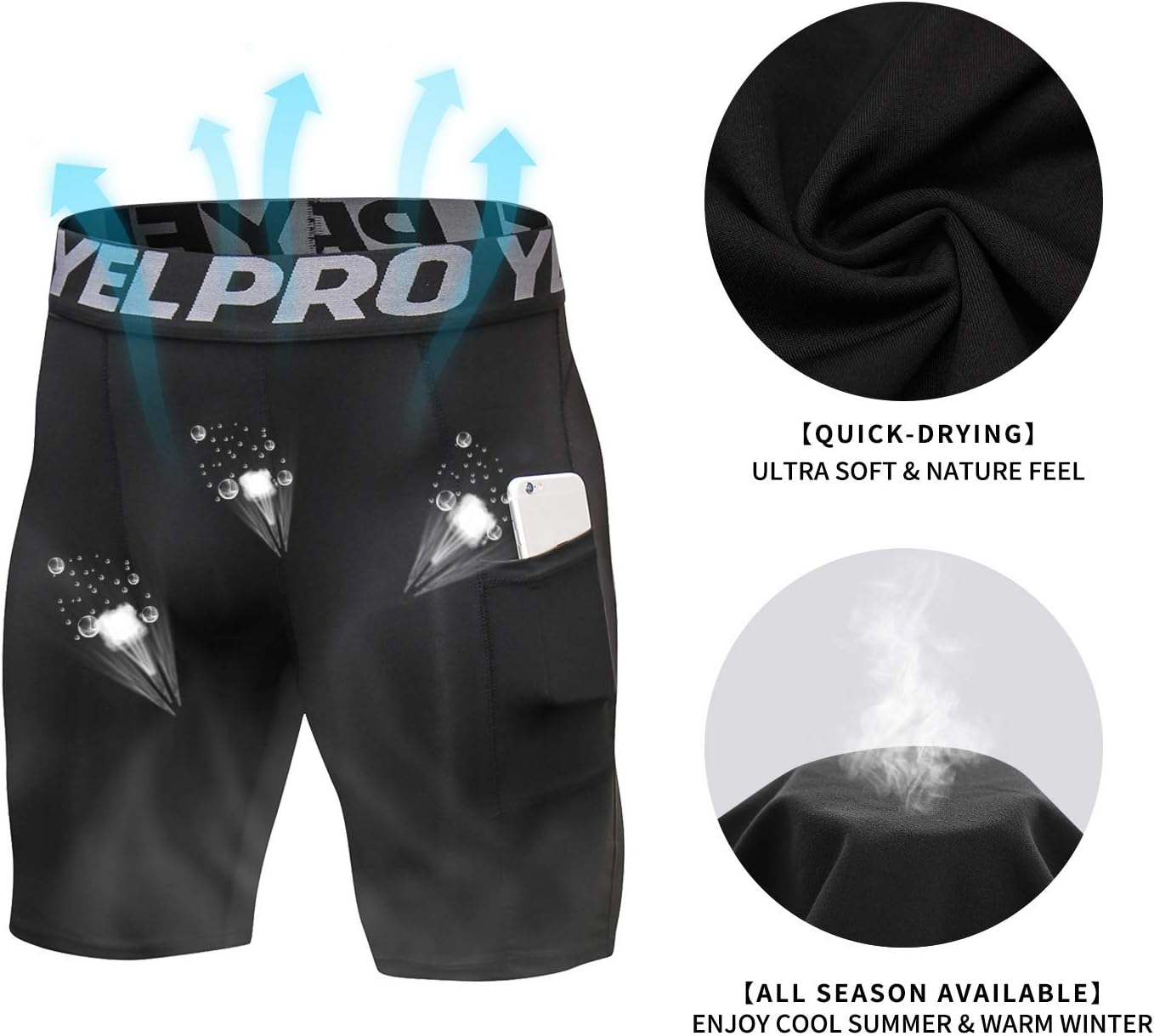 SPVISE Compression Shorts Men 1/3 Pack, Dry Fit Compression Underwear Spandex Running Shorts, Workout Athletic Shorts Pocket - Image 7