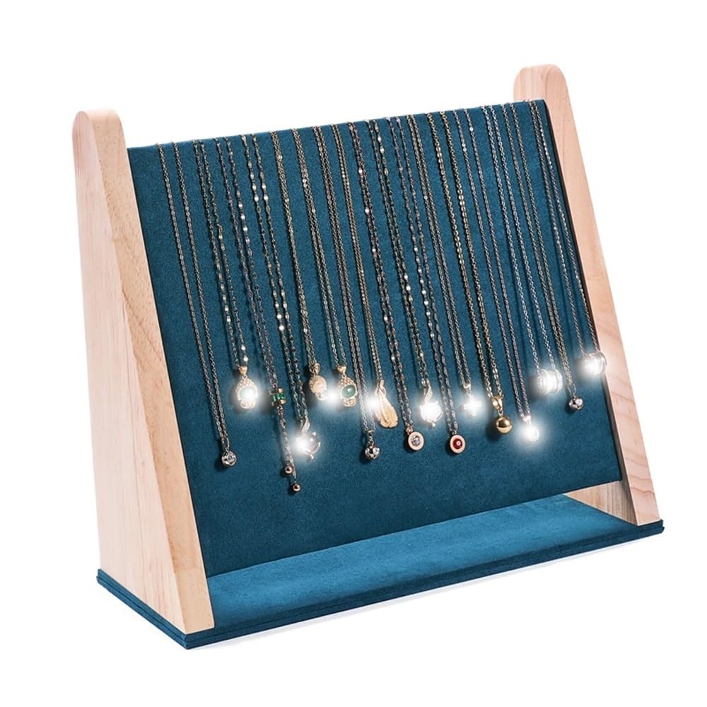 FAJNUZI2024 Jewellery Display Stand Wooden Jewelry Display Stand with Velvet Layer for Necklaces- Multiple Colors Available(Green)