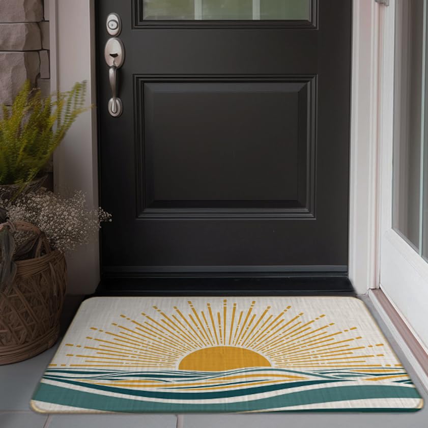 Boho Sun Ocean - Alfombra bohemia de bienvenida y baño para exteriores, decoración de entrada y baño, alfombra de 17 x 30 2