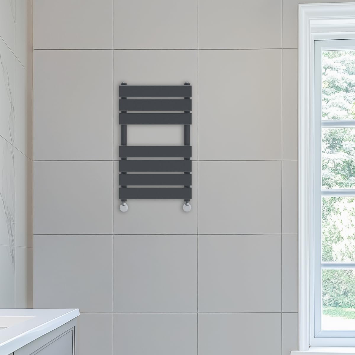 NRG 650 x 400 mm Designer Flat Panel Heated Towel Rail Radiators Anthracite Bathroom Radiator โ image 1