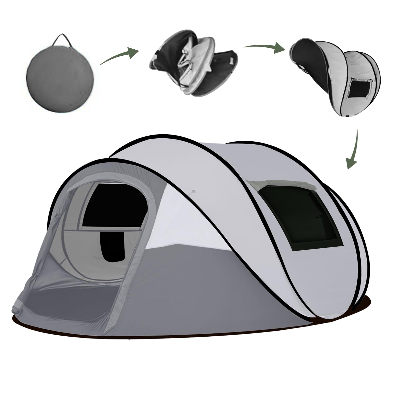 Instant Pop Up Camping Tent, 4-5 Person Tents,Automatic Set Up Tent in 3 Seconds,Waterproof Sunshade Family Tent,Portable Lightweight Dome Tent for Outdoor Camping,Hiking,Travel & Beach (Gray)