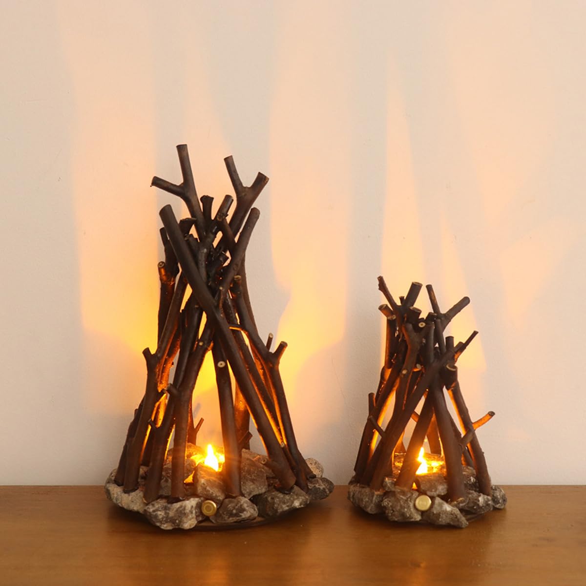 lampada retrò a effetto falò con luce LED ricaricabile, effetto falò da campeggio, forma di ramo d'albero, 3 modalità, sicura per interni ed esterni, per tavolo, casa, decorazione natalizia'