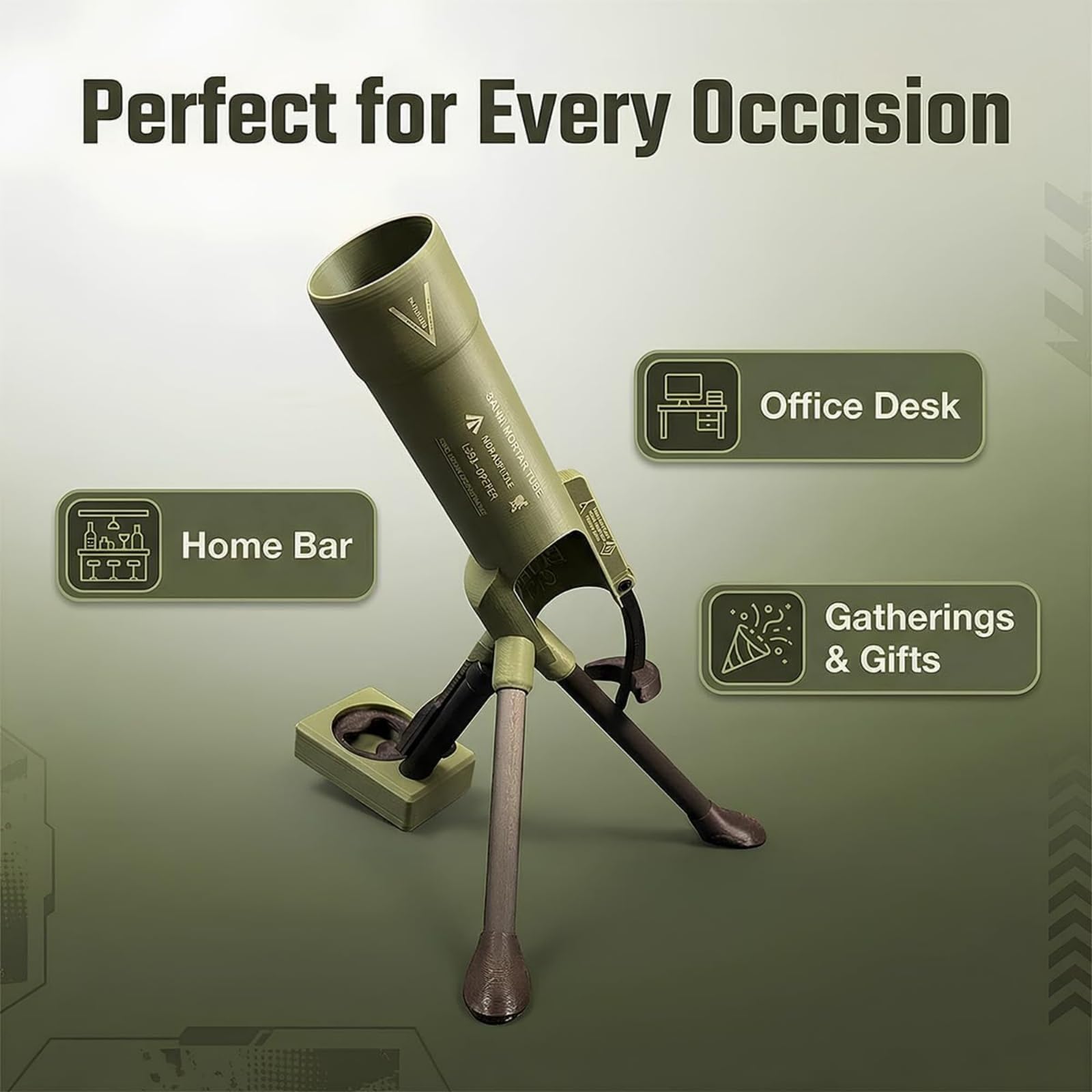 Bierflaschenöffner im Mörser-Design, 51-mm-Kronkorken-Werfer, automatisches Push-Down-Design für freihändige Bedienung, Bierflaschenöffner im „Mortar-Style“ – ideal für Hausbar & Partys (2*A)