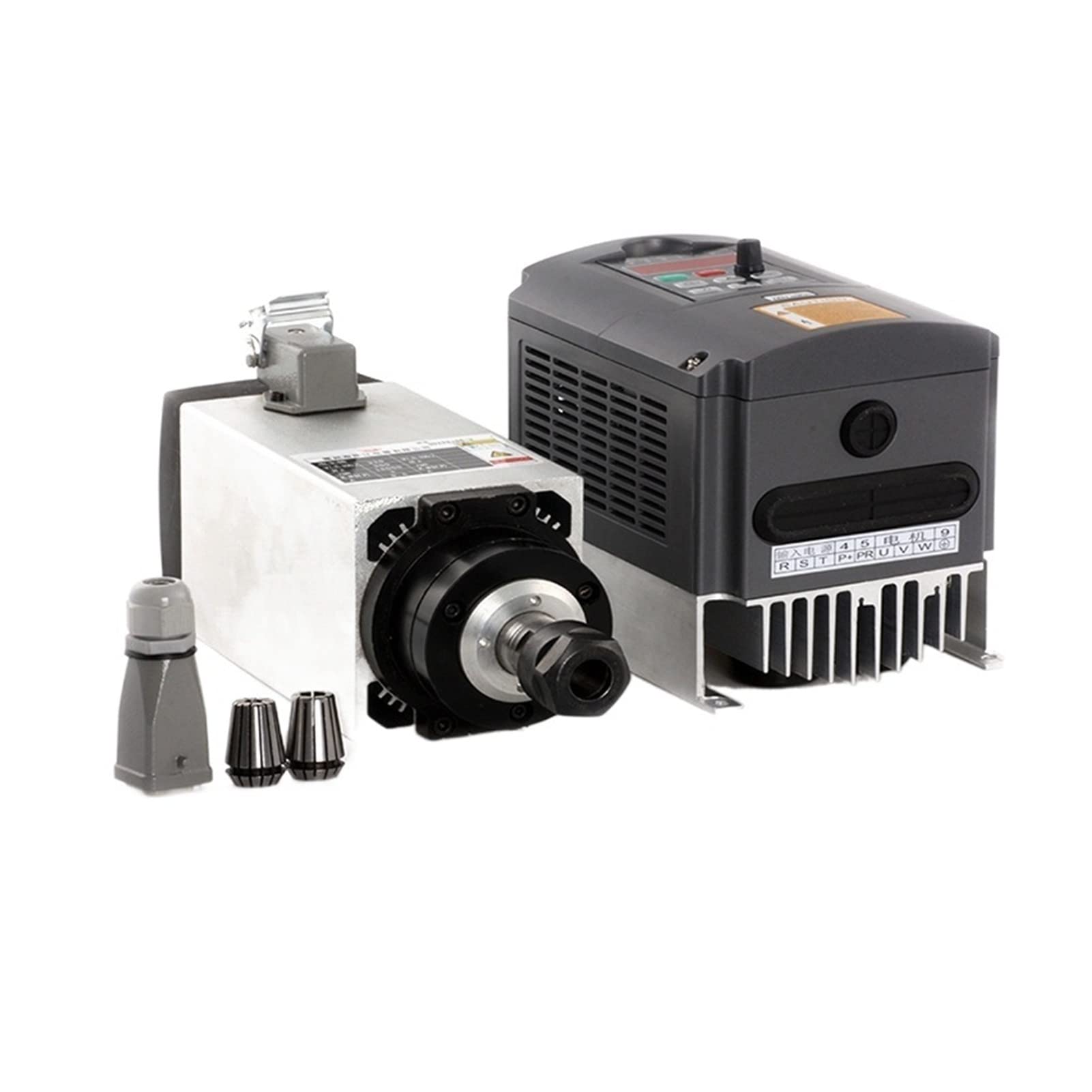 Lloopk One Color Spindle Motor, 3Kw Air Cooled Spindle Kits + 4Kw/380 Inverter Cnc Router Motor For Speed Control Machines
