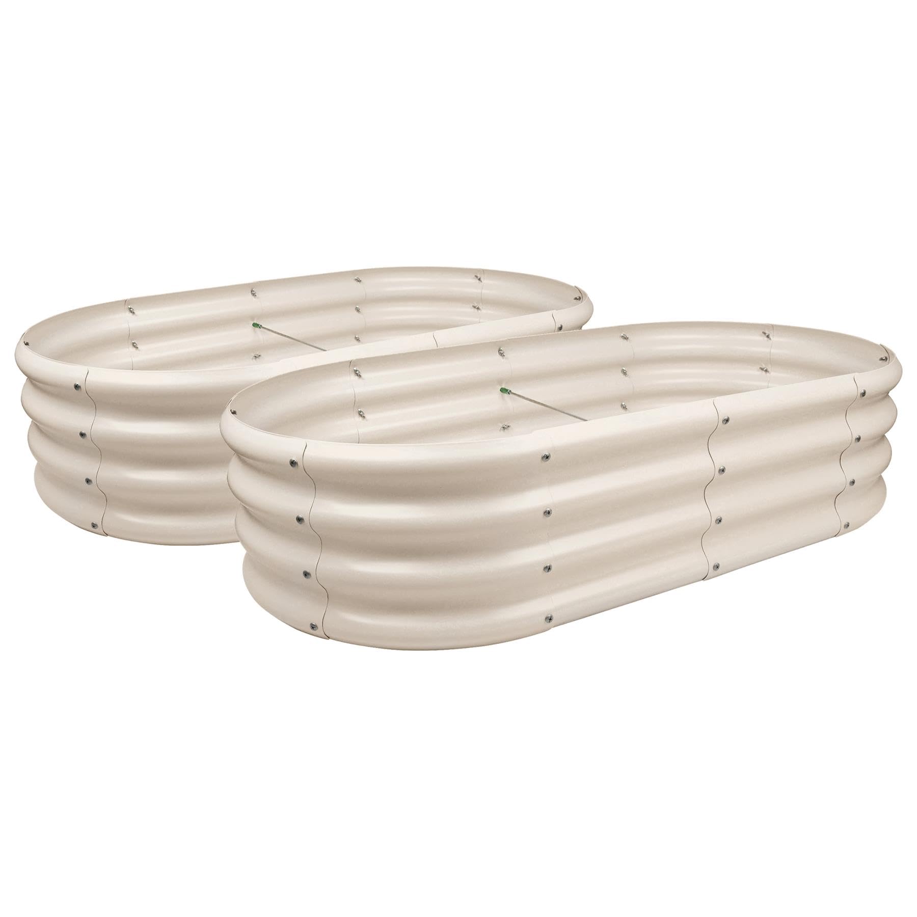 Rounded Galvanised Steel Raised Garden Bed 120 X 60Cm 2 Pack Ivory Harbour Housewares