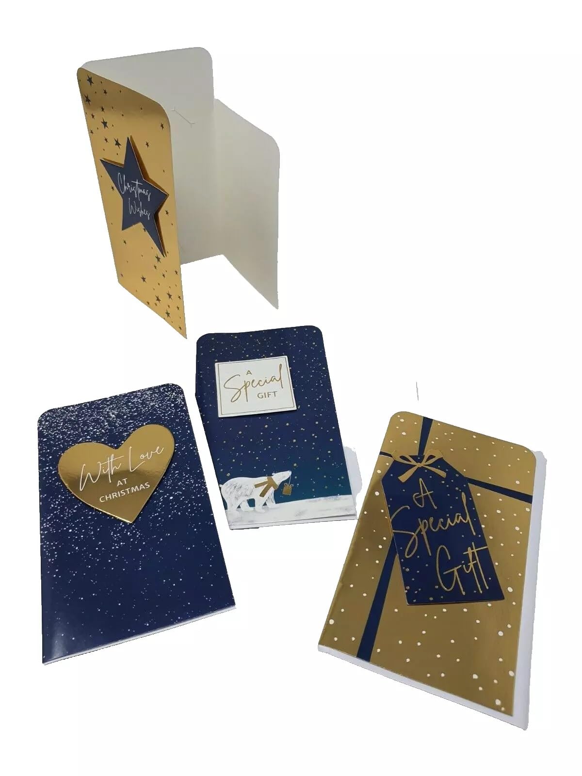 4 sobres de Navidad surtidos para dinero, tarjetas de regalo, vales, monedero, color dorado