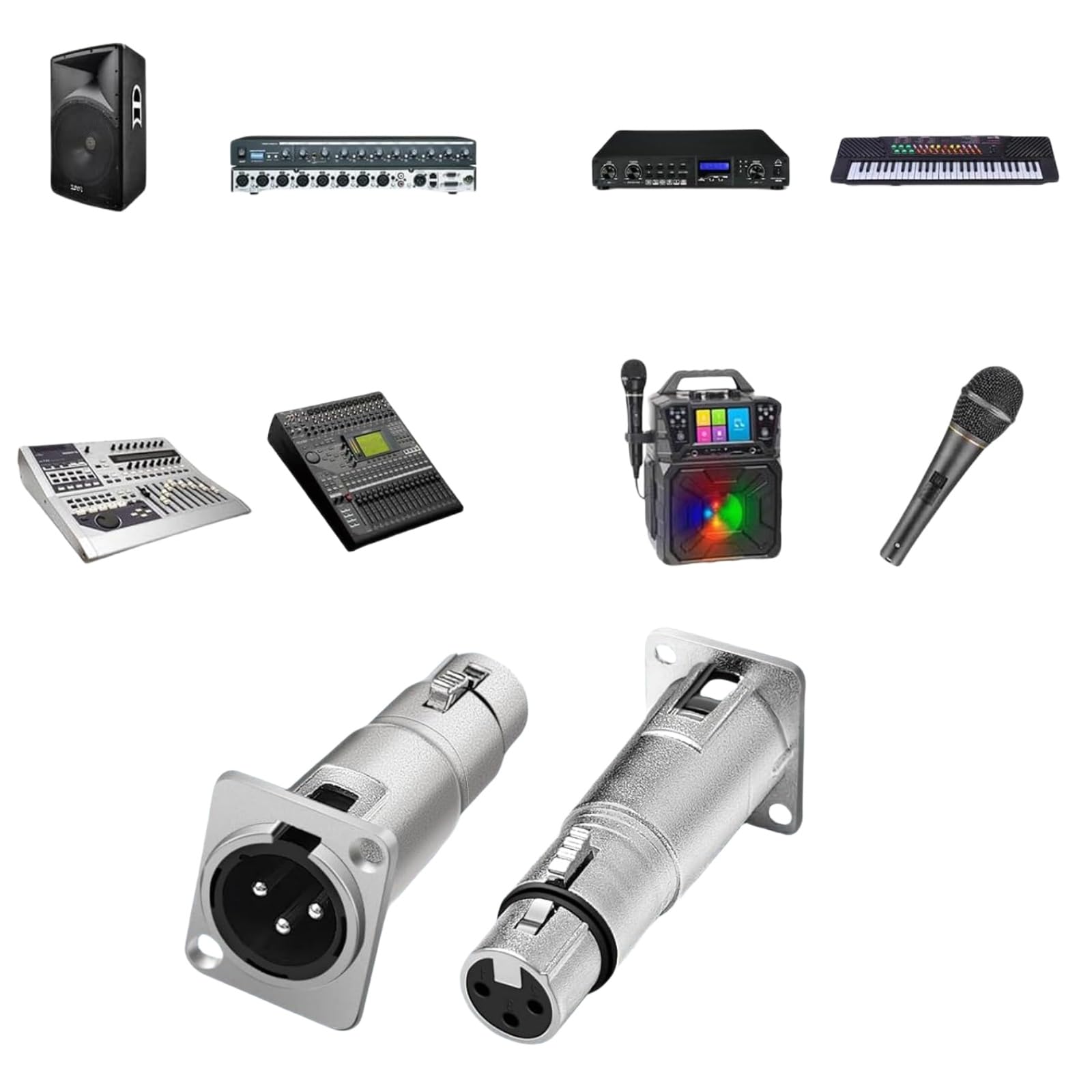 Neu Trik XLR Connector D Patch Panel Mountin XLR macho a hembra adaptador de alimentación/paso a través del conector 3 pines adaptadores con 10 juegos de tornillos