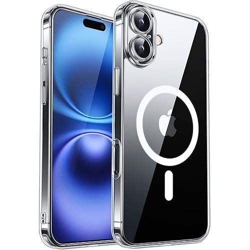CANSHN Magnetic for iPhone 16 Case Clear, Upgraded [Full Camera Protection] [Compatible with Magsafe] Non-Yellowing Protective Shockproof Bumper - Clear