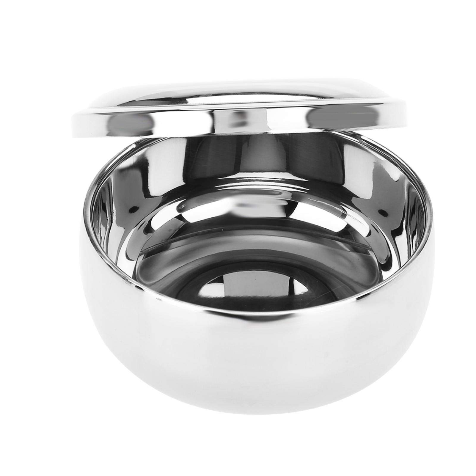 Tazza da barba in acciaio inossidabile, 300 ml, Argento, Piccola, Adatta per il sapone da barba
