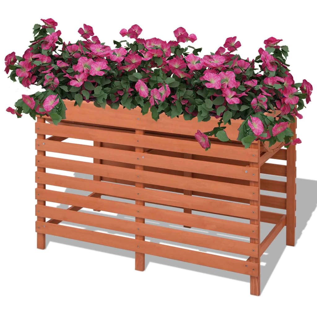 Jardinera de madera maciza de abeto chino 100 x 50 x 71 cm con almacenamiento de agua, resistente a las heladas, ideal para balcón, terraza, jardín, interior y exterior, privacidad y cultivo