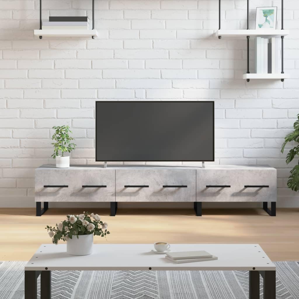 Nowoczesna konsola telewizyjna z szufladami, 150 x 36 x 30 cm, trwała sklejka i metal, stylowa szafka do przechowywania, eleganckie centrum rozrywki do salonu