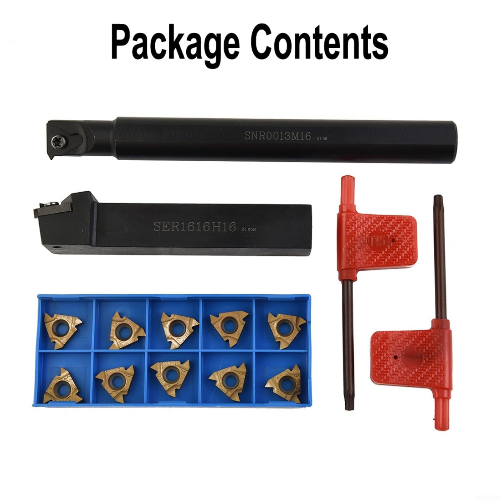 Lot de 12 inserts de filetage interne pour barre d'alésage avec porte-outils SER1616H16 et SNR0013M16 pour plaquettes en carbure d'usinage CNC